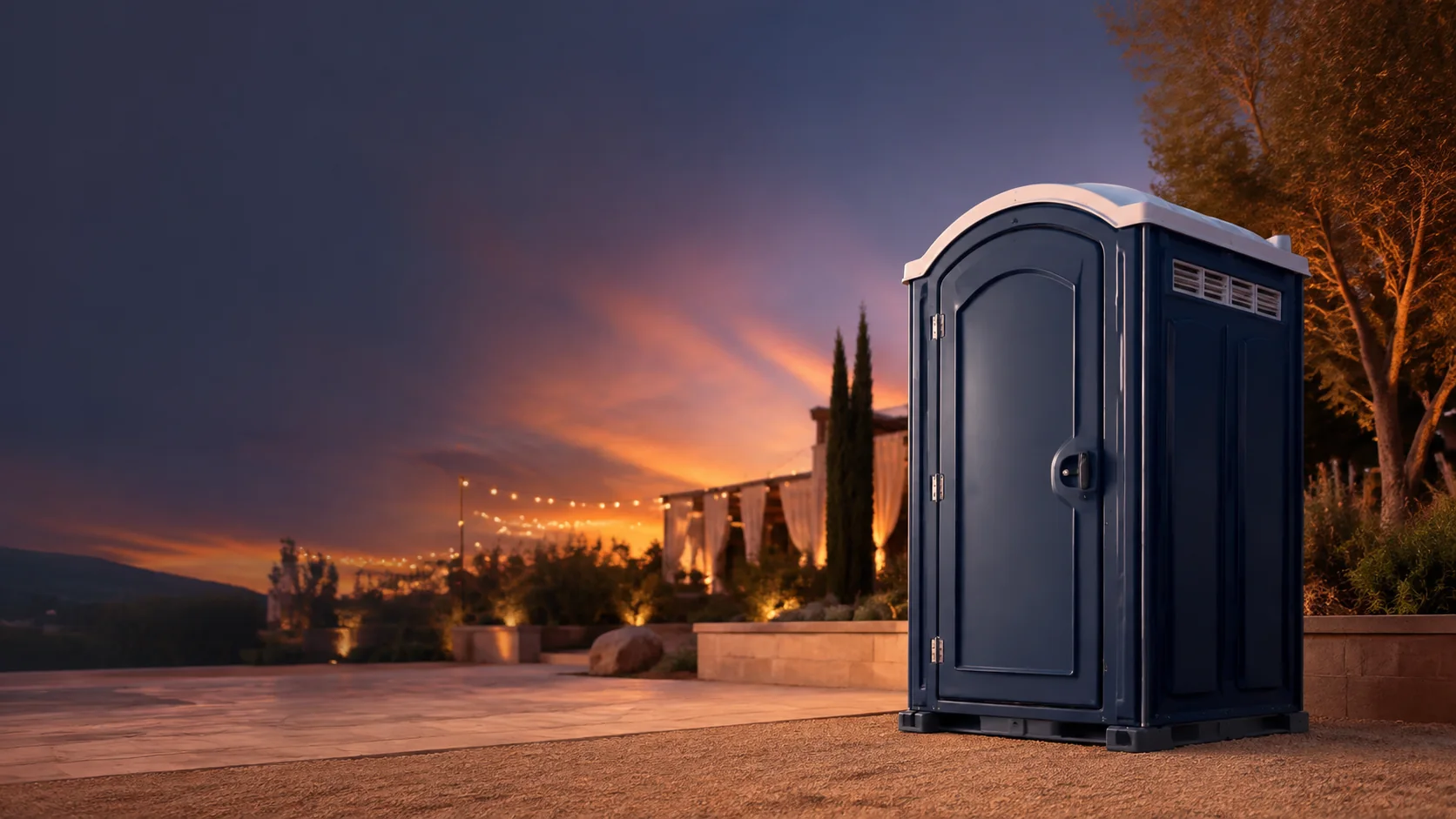 Portable restroom shown for rental planning in Spokane, WA